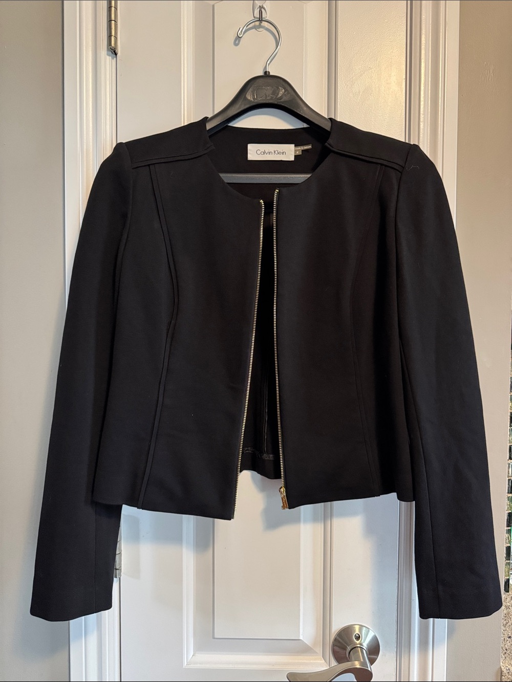 Calvin Klein Black Zip-Front Cropped Blazer